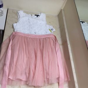 Pink and white Floral dress with ribbon brand new